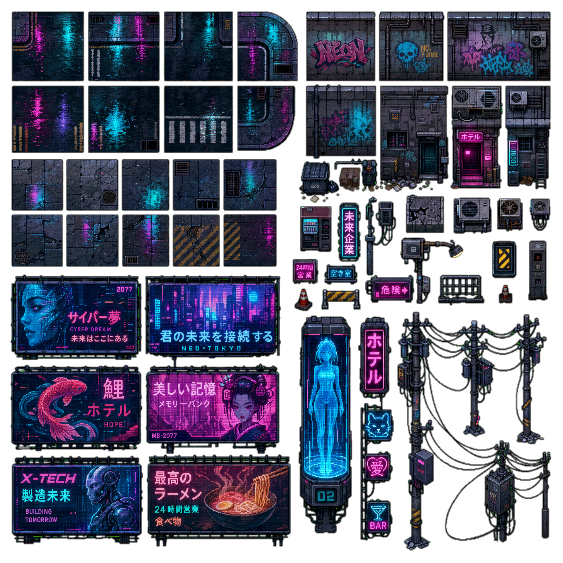 Neon Slum District Pack 128x atlas