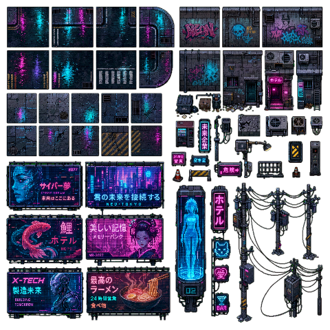 Neon Slum District Pack 32x atlas