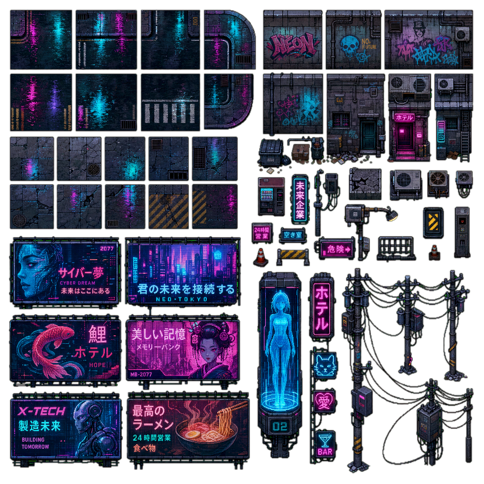 Neon Slum District Pack 64x atlas